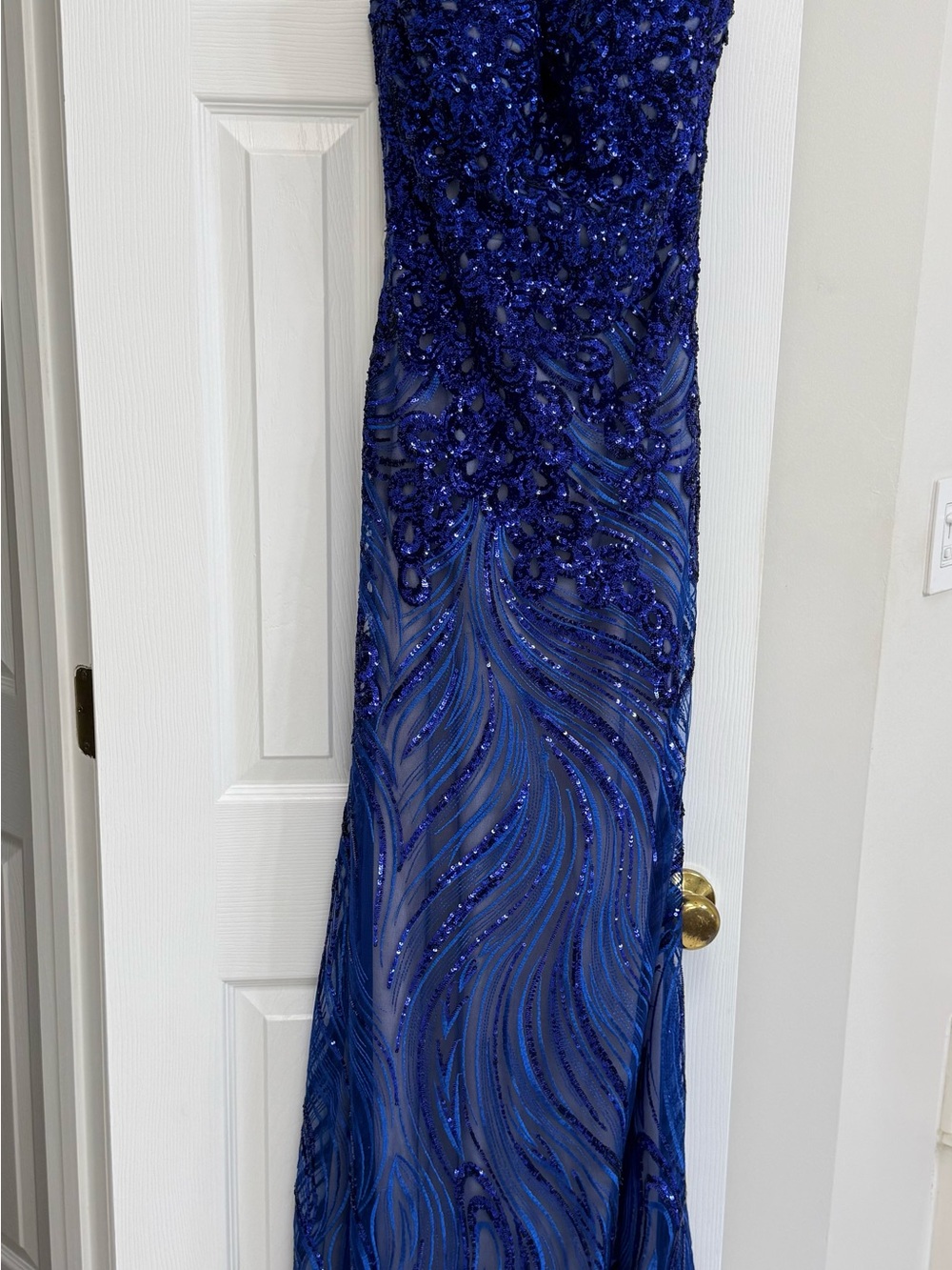 Blush Royal Cobalt Sequin Evening Dress